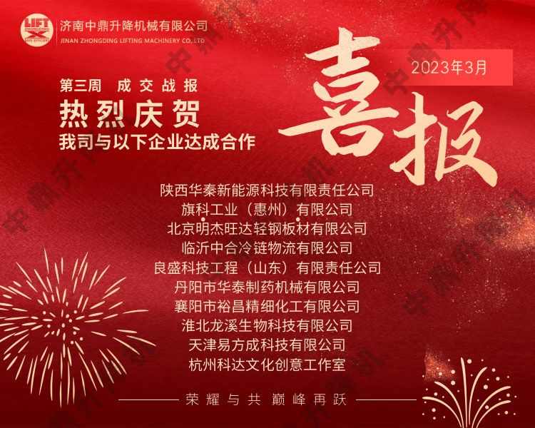 升降机械企业业绩亮眼，多家知名公司达成采购合作