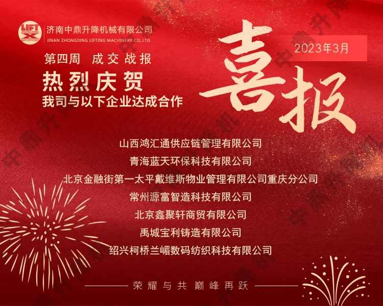 升降设备企业单周业绩亮眼,多家知名企业达成采购合作 升降设备企业单周业绩亮眼,多家知名企业达成采购合作